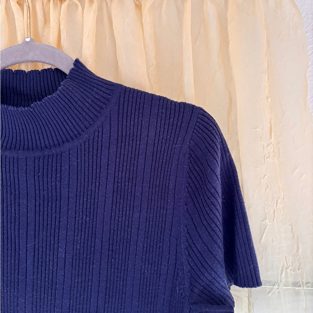 Sag Harbor Deep Blue Ribbed Top - Picture 3 of 5